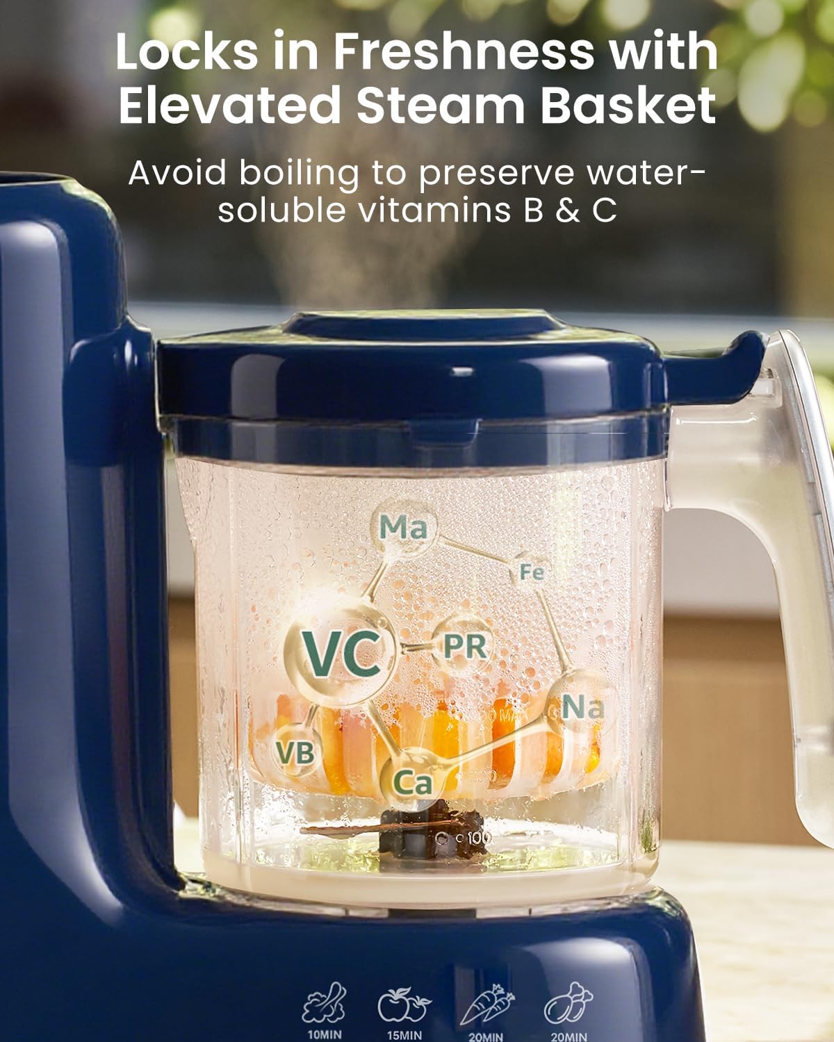 Grownsy Baby Food Maker with Steam Basket, One Step Baby Food Processor Steamer Puree Blender Grinder Mills Machine, Auto Cooking Grinding and Sterili-zing for Healthy Homemade Baby Food, Blue