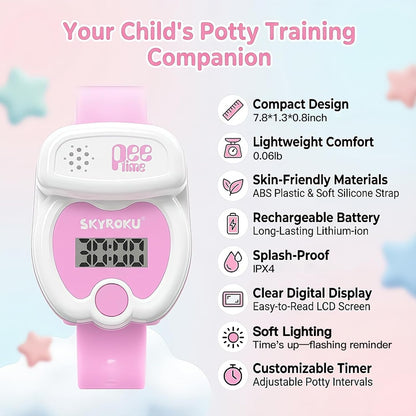 Potty Training Watch for Toddlers, Cute Apple-Shaped Design with 5 Timing Modes (30-180min), Music & Flash Reminders, Magnetic Charging, Compact Screen, Splash-Proof, Gifts for 3-7 Year Old Girls Boys