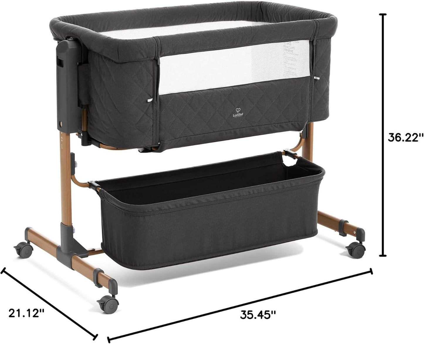 3 in 1 Baby Bassinet, Rocking Bassinet, Bedside Bassinet, 6-Height Adjustable, Bassinet Bedside Sleeper, Bedside Bassient for Baby with Comfy Mattress, Breathable Mesh, Large Storage Basket