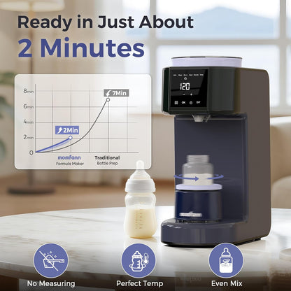 MOMFANN Automatic Baby Formula Maker – Fast Formula Dispenser for Instantly Mixing Warm Bottles with Precise Powder & Water Ratio, 3 Temp Settings, One-Touch Clean, Fits Most Bottles & Formula Brands