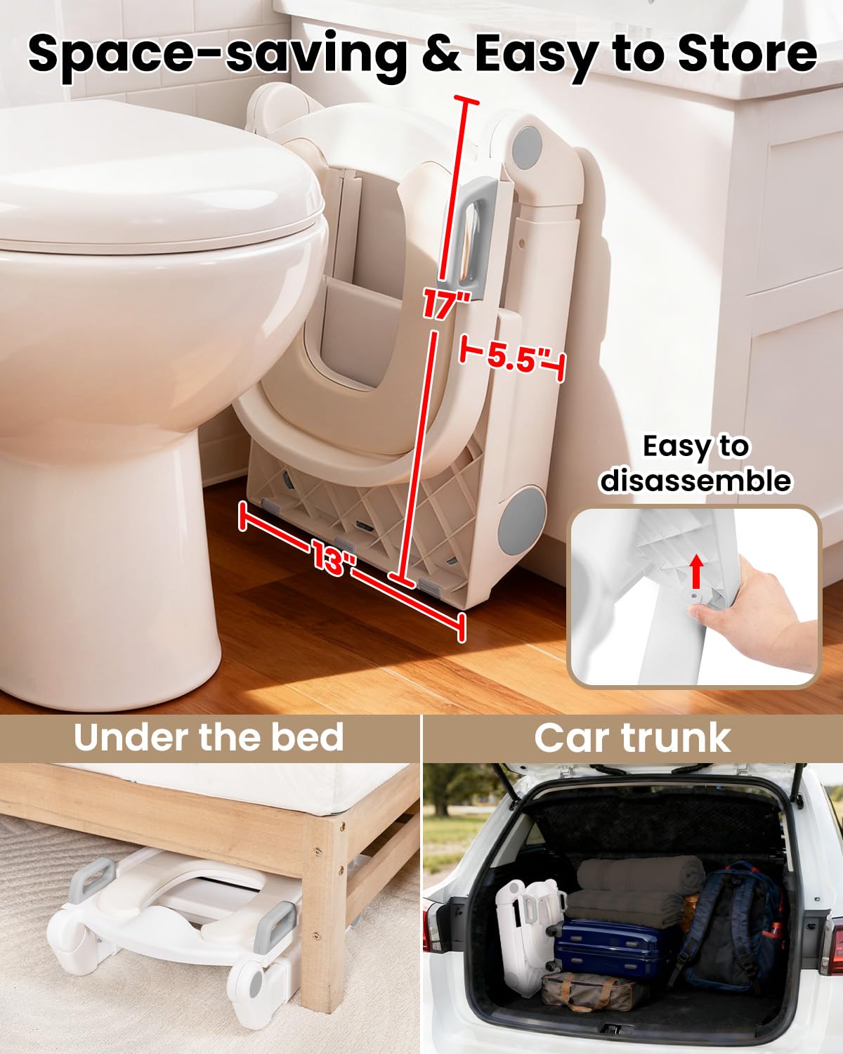 Potty Training Seat, Primlect Upgrade Ultra-Stable Toddler Toilet Seat for Kids Boys Girls, 2 in 1 Potty Training Toilet with Step Stool, Adjustable Seat and Ladder, Non-Slip Pad, Splash Guard (Grey)