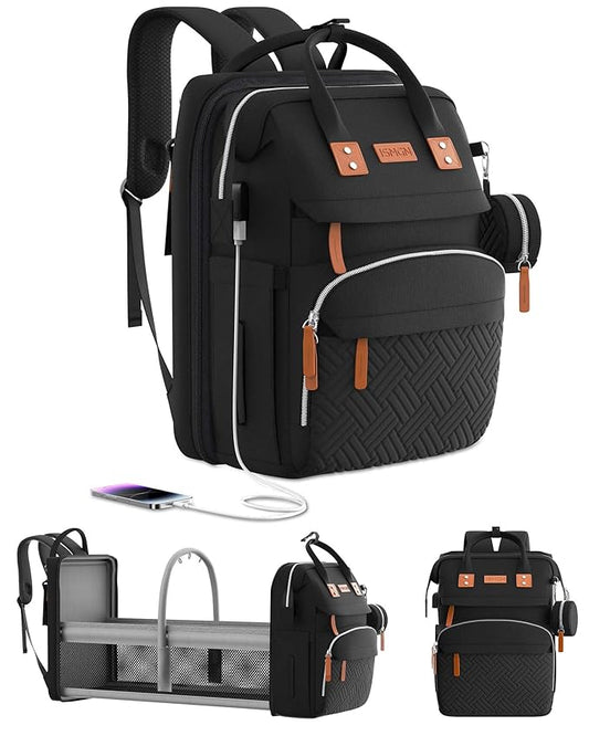 ISMGN Diaper Bag Backpack with Changing Station, Large Diaper Bag, Baby Bag, Multifunctional Diaper Bag, Black