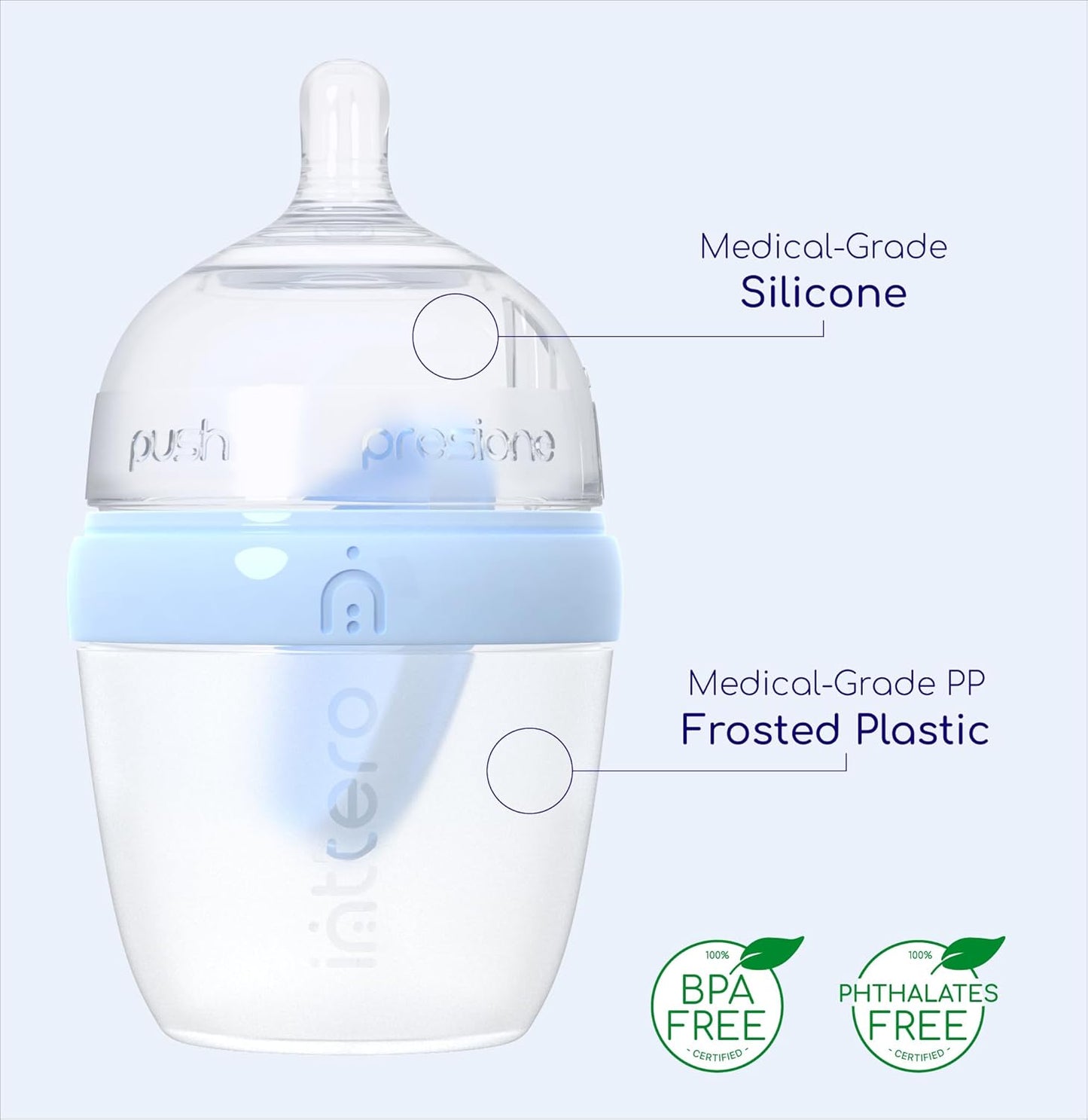 Baby Bottles with Built-in Formula Dispenser, Anti-Colic Wide Neck Design for Newborn Feeding and Everyday Baby Essentials, 9 Oz Medium Flow (2 Pack), Stylish White