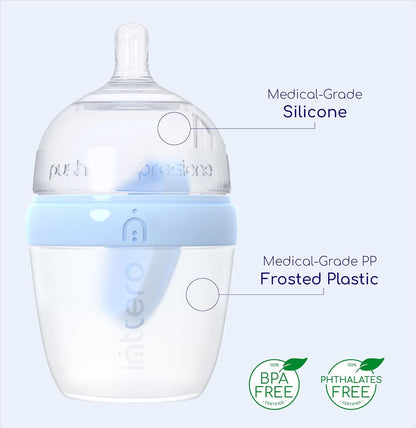 Baby Bottles with Built-in Formula Dispenser, Anti-Colic Wide Neck Design for Newborn Feeding and Everyday Baby Essentials, 9 Oz Medium Flow (2 Pack), Stylish White