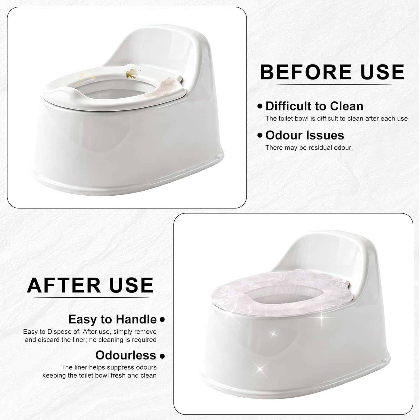 100pcs Single Use Potty Liners Compatible with Summer Infant My Size Potty Pro, Portable Training Pee Toilet Bags Elastic Fit Toilet Seat Cover for Toddler Potties Chair Travel Portable Toilets