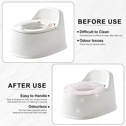 100pcs Single Use Potty Liners Compatible with Summer Infant My Size Potty Pro, Portable Training Pee Toilet Bags Elastic Fit Toilet Seat Cover for Toddler Potties Chair Travel Portable Toilets