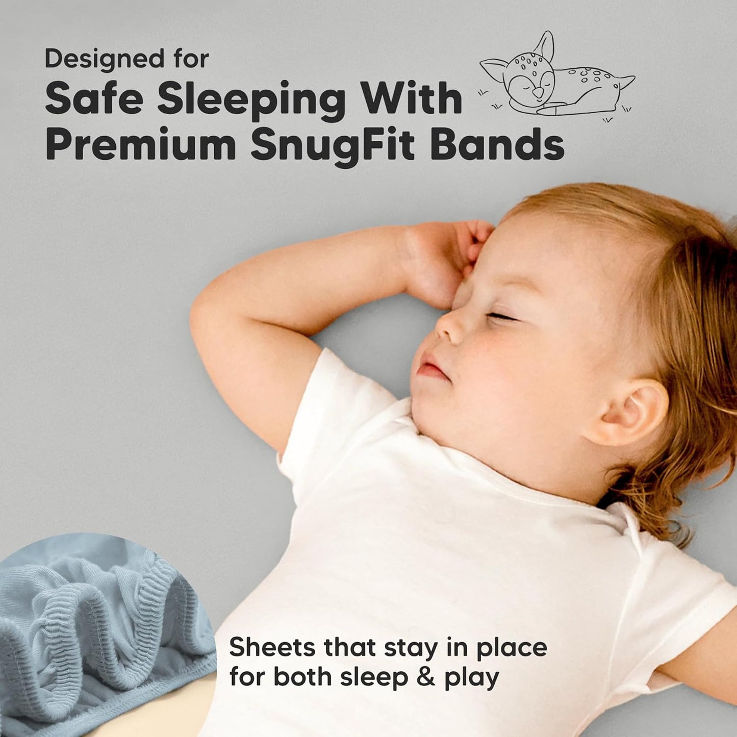 2-Pack Waterproof Pack and Play Sheets, Mini Crib Sheets Fitted for Boy, Girl - 38 x 26 Viscose from Bamboo Pack N Play Mattress Sheets for Graco, Toddler Playard Baby Crib Sheets Neutral (Blue Flax) - Colors B