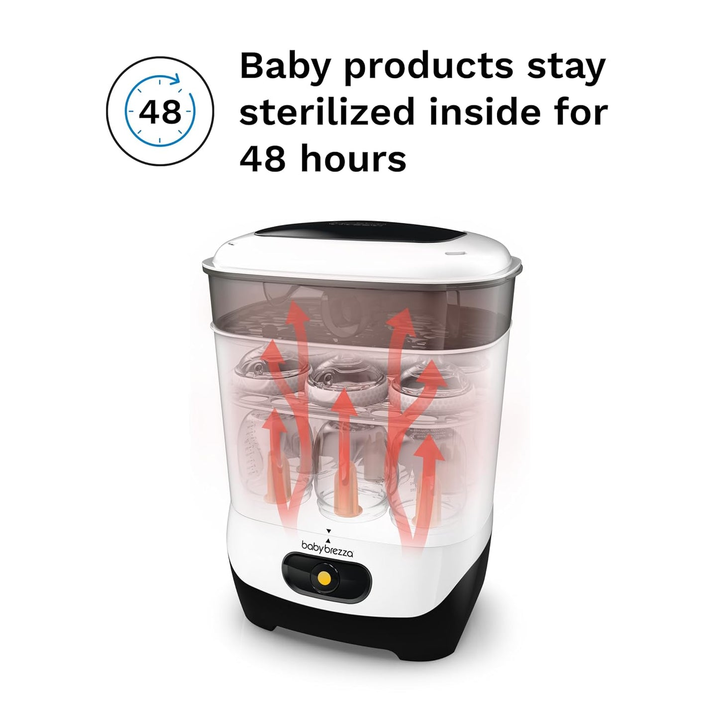 Baby Brezza 4 in 1 Baby Bottle Sterilizer Machine – Largest Capacity Electric Steam Sterilization – Pacifiers, Breast Pump Parts + Universal Sterilizing for All Bottles: Plastic, Glass, Large, Small