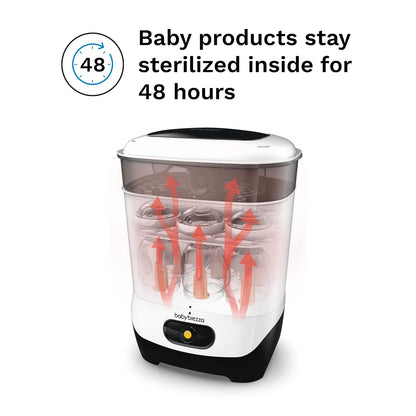 Baby Brezza 4 in 1 Baby Bottle Sterilizer Machine – Largest Capacity Electric Steam Sterilization – Pacifiers, Breast Pump Parts + Universal Sterilizing for All Bottles: Plastic, Glass, Large, Small