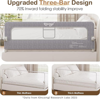 Bed Rail for Toddlers, 71 Inch Wider U-Shape Base Toddler Bed Rails, Swing Down Breathable Baby Bed Rail Guard