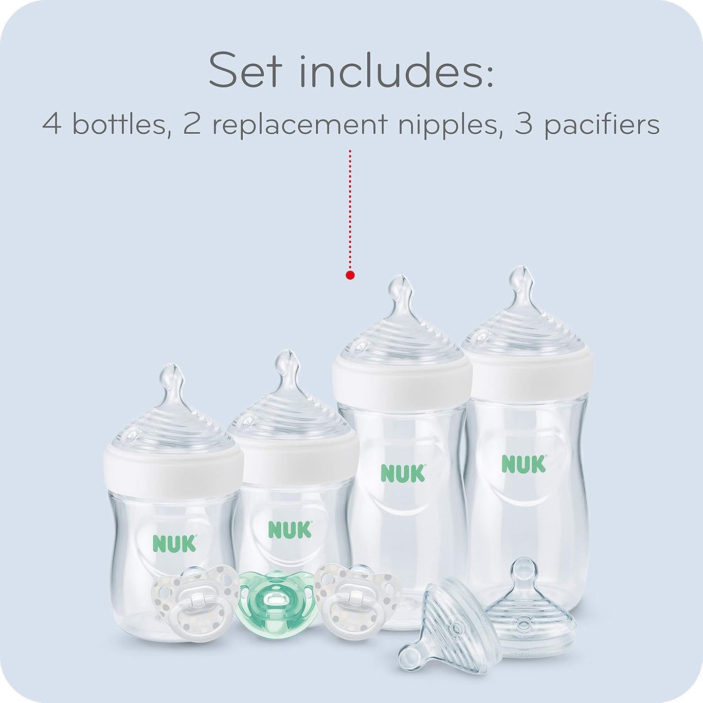NUK Simply Natural Baby Bottles with SafeTemp Gift Set - Includes 4 Bottles