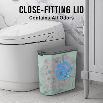 Cesun Automatic Motion Sensor Bathroom Trash Can with Lid, 2.6 Gallon Touchless Trash Bin, Smart Plastic Slim Garbage Can Small White Wastebasket for Toilet, Office, rv, Bedroom, Living Room
