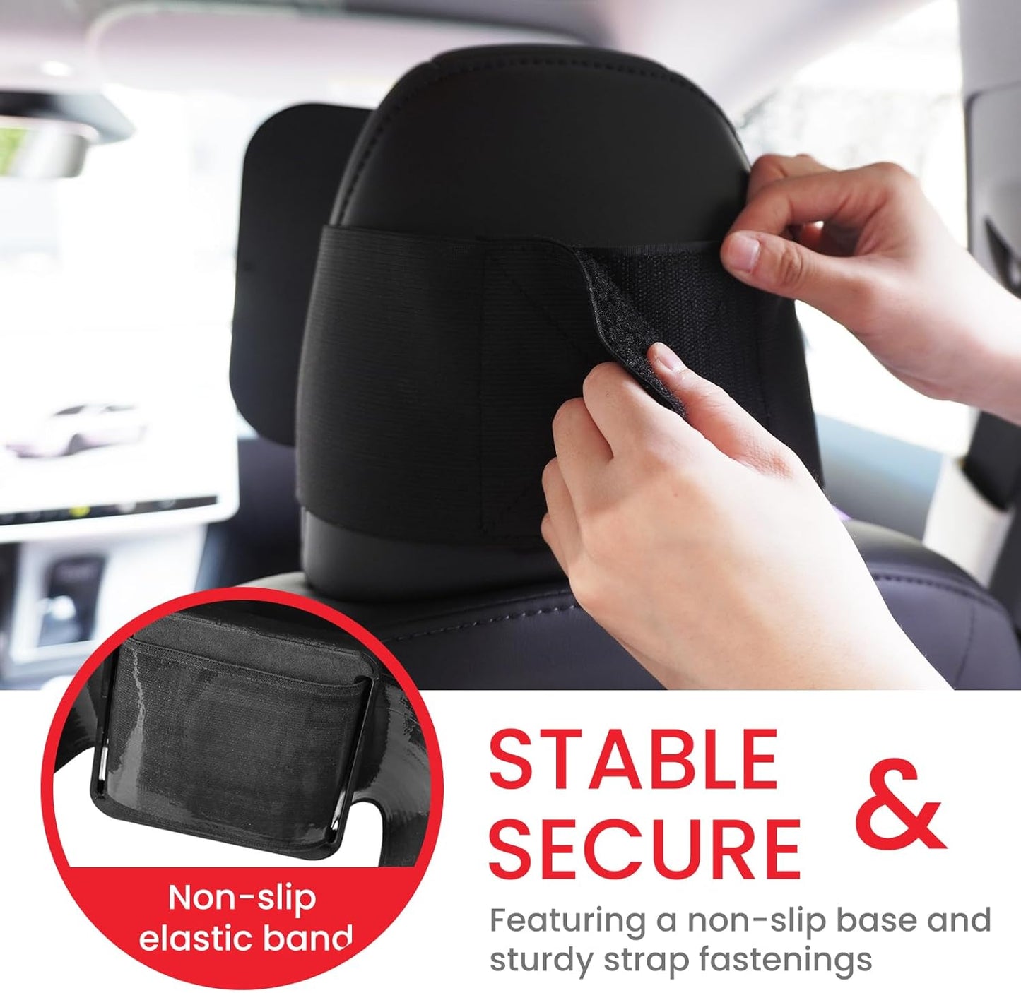 Fixed Headrest Baby Car Mirror, Compatible with Tesla Car Mirror for Baby, 100% Shatterproof & Shake-Proof, Non-Slip with 360° Rotation & Wide View, Easy Install, Perfect (Black)
