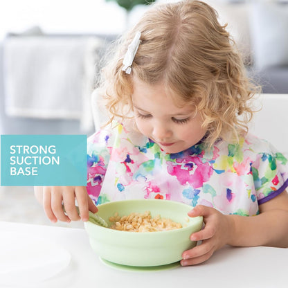 Bumkins Baby Bowl, Silicone Suction, for Babies, Toddlers and Kids, Baby Led Weaning, Feeding Essentials, Platinum Silicone, Non Skid Sticky Bottom, Supplies for Children Ages 6 Months Up, Gray