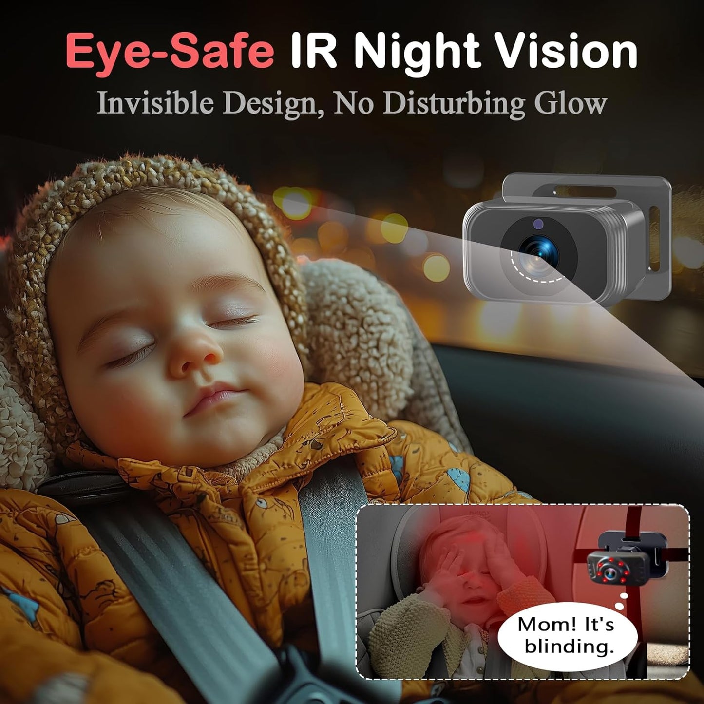 Dual Baby Car Camera for 2 Kids – 6.9” Split Screen Ultrawide HD Display with 2 Cameras, IR Night Vision, Easy Installation, Dual Car Camera Baby Monitor for Infant & Toddler Safety by Fodkh
