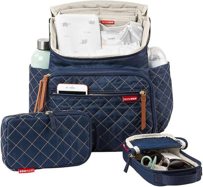 Skip Hop Diaper Bag Backpack: Forma, Multi-Function Baby Travel Bag with Changing Pad & Stroller Attachment, Navy