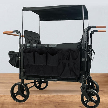 Folding Wagon Side Pocket, Oxford Cloth Stroller Wagon Cargo Net Side Caddy Organizer with Hooks, Hanging Storage Caddy Black