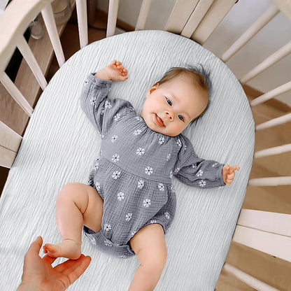 lulumoon Muslin Bassinet Sheets for Baby: Soft Bedside Sleeper Bassinet Fitted Sheets for Boys and Girls