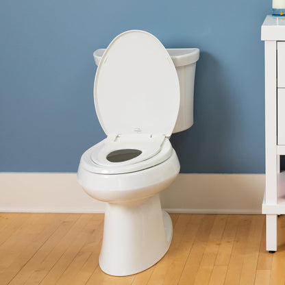 Little2Big Toilet Seat with Built-In Toddler Potty Training Seat, Slow Close, Easy to Install, Made in USA, ROUND, White