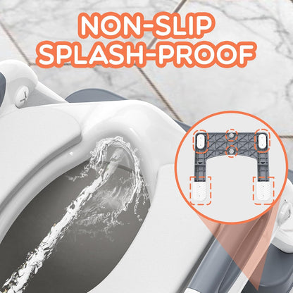 Potty Training Seat, SKYROKU Upgrade Toddler Toilet Seat for Kids Boys Girls, 2 in 1 Potty Training Toilet, Splash Guard Anti-Slip Pad Step Stool,New Sector-Shape Stabilized Base (8899+Grey)