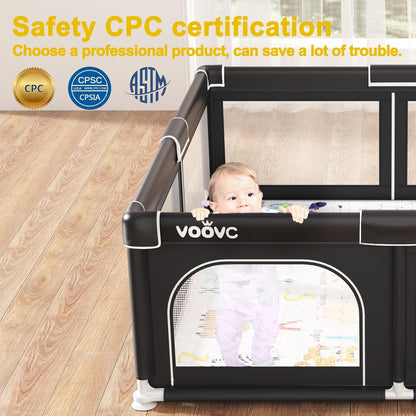 Premium Baby Playpen with Mat, 71x60 Inches Extra Large Playpen for Babies and Toddlers, Indoor & Outdoor Activity Center, Safety Baby Play Pen with Gate Prints
