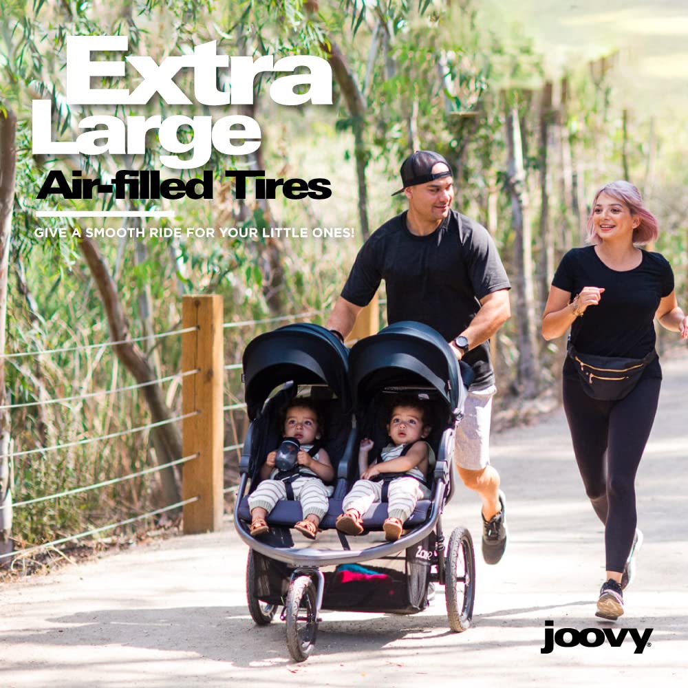 Joovy Zoom360 Ultralight Jogging Stroller Featuring High Child Seat, Shock-Absorbing Suspension, Extra-Large Air-Filled Tires, Parent Organizer, Air Pump, and Easy One-Hand Fold (Black)