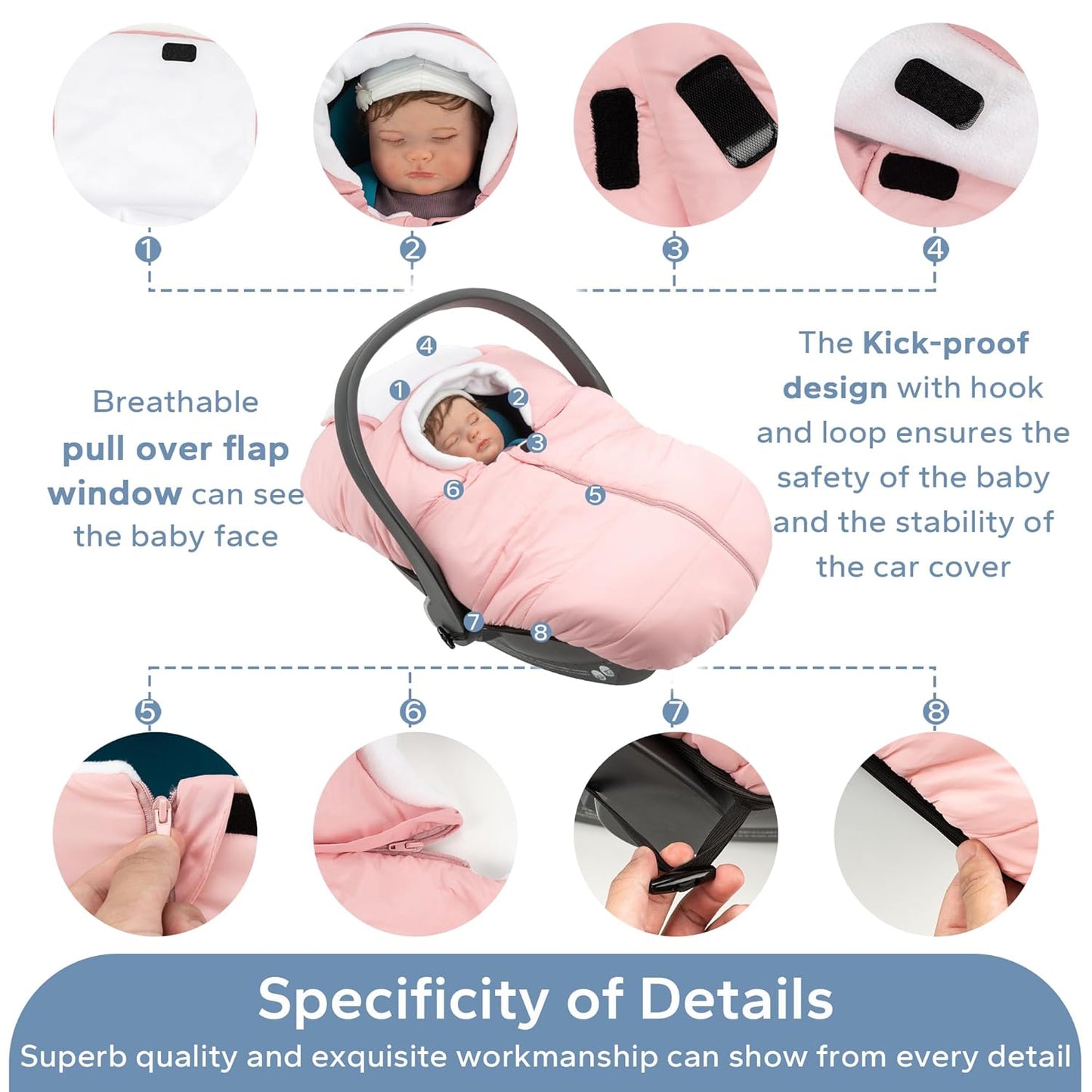 SERAPHY 2-in-1 Muslin Baby Car Seat Cover & Nursing Cover, Soft Lightweight Breastfeeding Cover for Boys and Girls,Breathable Canopy for Infant Carseat & Stroller for Summer—Blueberrie