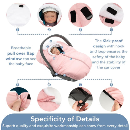 SERAPHY 2-in-1 Muslin Baby Car Seat Cover & Nursing Cover, Soft Lightweight Breastfeeding Cover for Boys and Girls,Breathable Canopy for Infant Carseat & Stroller for Summer—Blueberrie