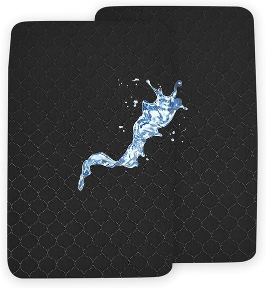 david's kids 2 Pack 38''x25'' Waterproof Mini Crib Mattress Protector, Fitted Pack N Play, Playard and Mini Crib Mattresses, Ultra Soft Breathable Pad Cover for Boys Girls Neutral, Black