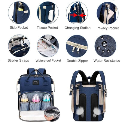 ANWTOTU Baby Diaper Bags with Changing Station,900D Oxford Waterproof Diaper Bag Backpack for Moms Dads with USB Charging Port,Large Capacity Baby Essentials(Ungrade Blue)