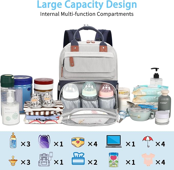 Legestori Diaper Bag Backpack, Baby Boy Diaper Bag, Unisex Large Baby Bag for Mom, Waterproof Baby Essentials Travel Diaper Backpack with Insulated Pockets and Stroller Straps