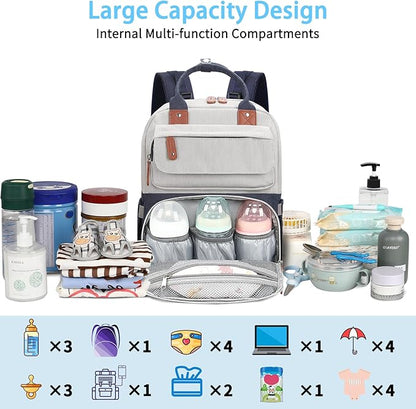 Legestori Diaper Bag Backpack, Baby Boy Diaper Bag, Unisex Large Baby Bag for Mom, Waterproof Baby Essentials Travel Diaper Backpack with Insulated Pockets and Stroller Straps