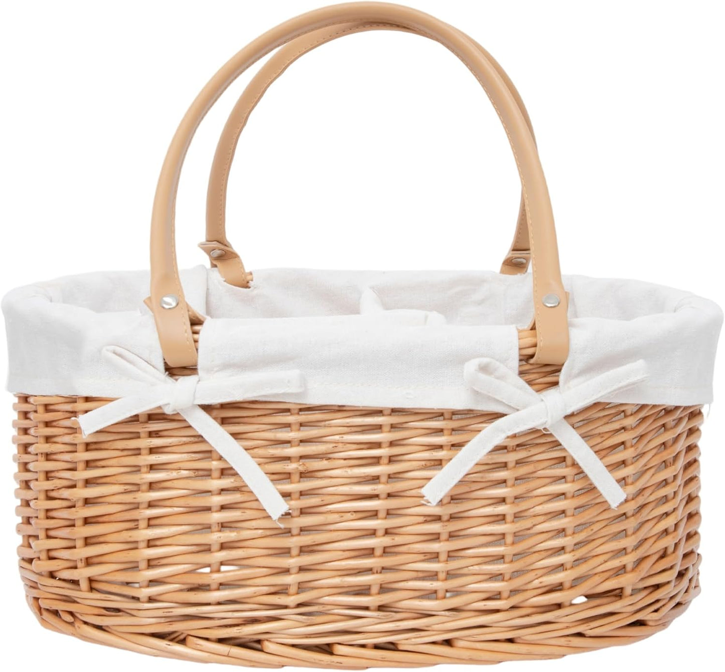 Handwoven Wicker Diaper Caddy Organizer, Multi - functional Baby Diaper Bag for Nursery & Home Storage, Detachable Lining, PU Handles, Baby Registry Must Haves (Wicker)