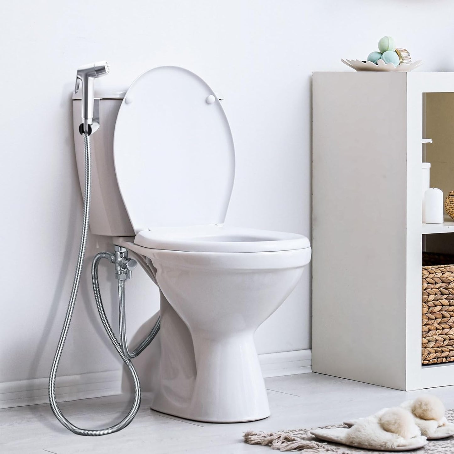 Handheld Bidet Sprayer for Toilet, Muslim Shower Bidet Attachment for Toilet, Cloth Diaper Toilet Sprayer, Jet Spray for Toilet with Bidet Hose for Feminine Wash (Chrome)
