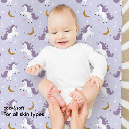 Yoofoss Pack and Play Sheets Fitted, Mini Crib Sheets 2-Pack for Pack N Play Mattress, Stretchy Playard Sheet, Soft and Breathable Green+Giraff