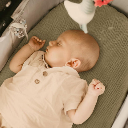 lulumoon Baby Bassinet Sheets Muslin: Cotton Bedside Bassinet Sheets Leaf for Boys - Fitted for Bedside Sleeper Mattress