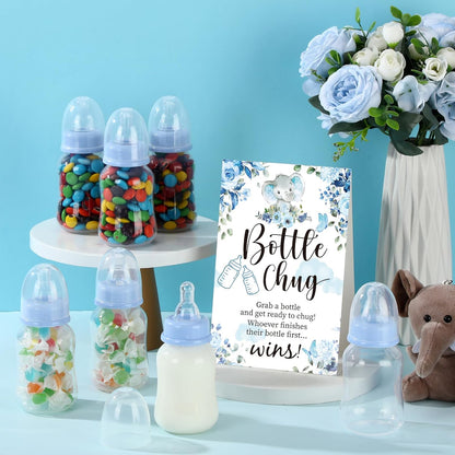 TrelaCo Bottle Chug Baby Shower Game 20 Pcs Baby Bottles Shower Favor with 1 Greenery Theme Sign for Gender Reveal Party Supplies Gifts(Green)