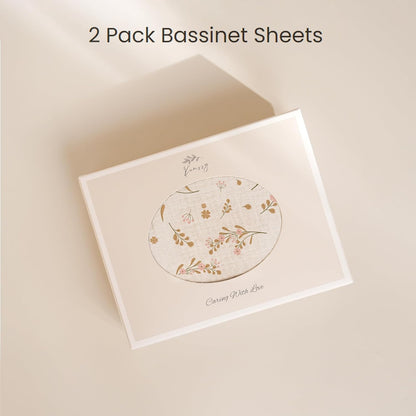 Konssy Muslin Fitted Bassinet Sheets 2 Pack for Baby Girl Boy, Soft Bedside Sleeper Bassinet Sheets Fit for Baby Bassinets, Moses Basket Oval Rectangle Pad/Mattress