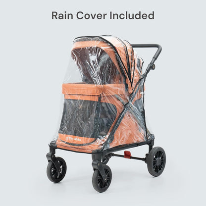 Familidoo Q1 Multi-Use Kids Wagon Stroller – Foldable, Lightweight & All-Terrain for Kids & Pets – 5-Point Safety Harness, Rain Cover & Compact Travel Design – Supports Up to 132 lbs (Sage Green)