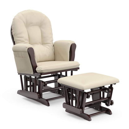 Storkcraft Premium Hoop Glider & Ottoman (Espresso/Gray Swirl) — GREENGUARD Gold Certified Nursery Glider, Solid Wood Craftsmanship, Smooth-Gliding Nursery Chair and Ottoman, Award-Winning - Colors B