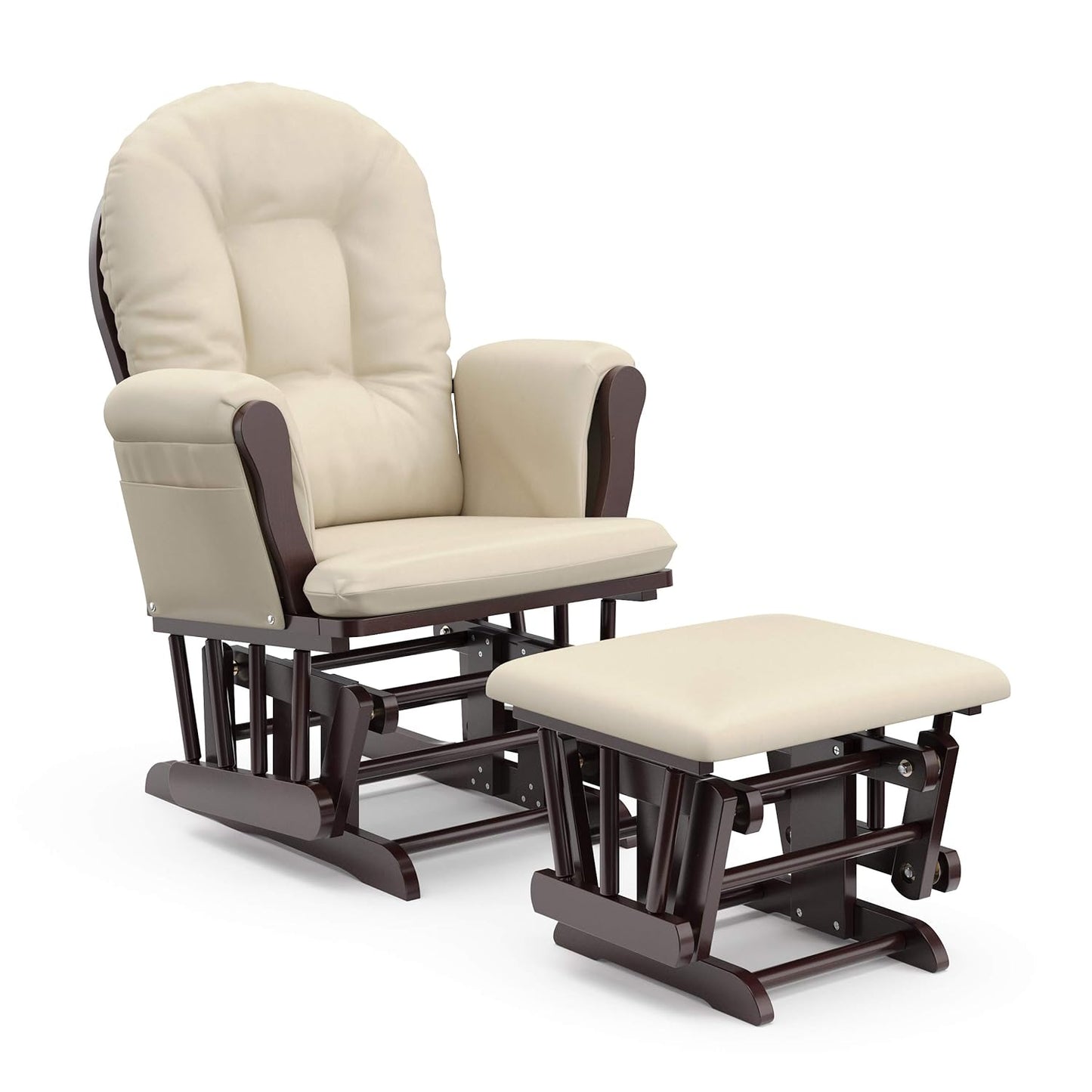 Storkcraft Premium Hoop Glider & Ottoman (White/Gray) — GREENGUARD Gold Certified Nursery Glider, Solid Wood Craftsmanship, Smooth-Gliding, Award-Winning - Colors B