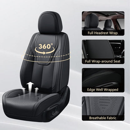 FLORICH Car Seat Covers, Brown Leather Seat Covers for Cars, Faux Nappa Leather Automotive Seat Protectors, Car Seat Cushions Universal Fit for Most Sedans SUVs Trucks - Brown