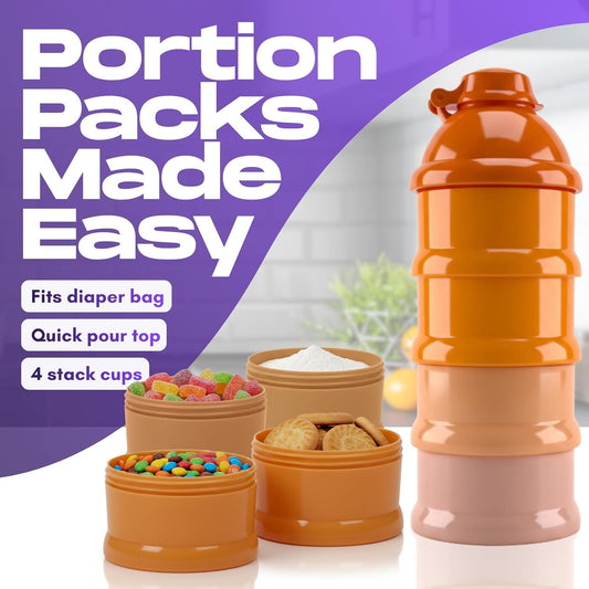 Mommy's Helper Baby Formula Dispenser On The Go, Stackable Travel Formula Container To Go, Non-Spill Pour Spout, 4-Compartment Powder Storage (Tidal Teal)