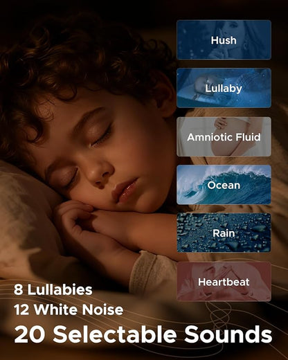 TeckyGem Baby Sound Machine & Night Light for Nursery | 3-In-1 White Noise Sound Machine, Dimmable Nursery Lamp & Projector | 20 Soothing Sounds, Baby Sleep Aid, Gift for Kids, Bedtime & Breastfeeding