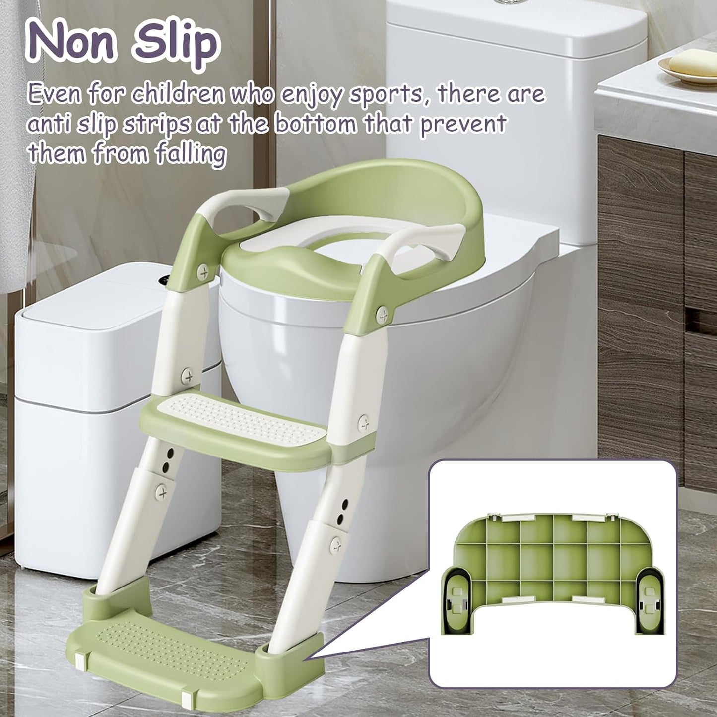 3-in-1 Potty Training Seat with Ladder Toddler Toilet Ladder Kid’s Toilet Chair for Little Boys Girls, with Urinals, Toddler Anti-Slip Step Stool Ladder and Splash Guard - Grey