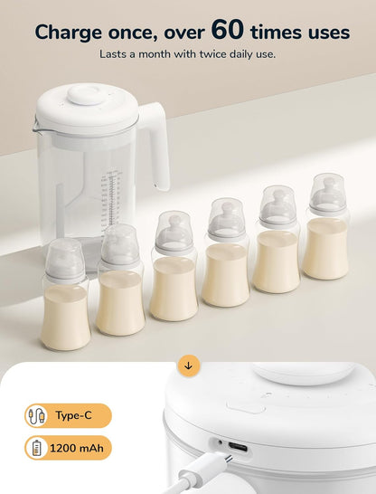 Electric Formula Pitcher, 36 oz Baby Formula Mixing Pitcher, Automatic Baby Formula Mixer, Bidirectional Stirring Breastmilk Pitcher, Locking Lid Smooth Formula Maker Milk Storage for Fridge（Green)