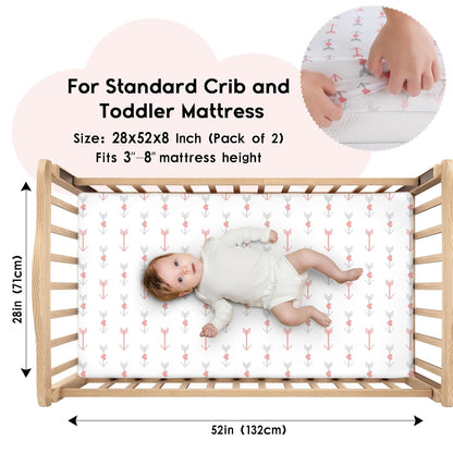 Yoofoss Pack and Play Sheets Fitted, Mini Crib Sheets 2-Pack for Pack N Play Mattress, Stretchy Playard Sheet, Soft and Breathable Green+Giraff