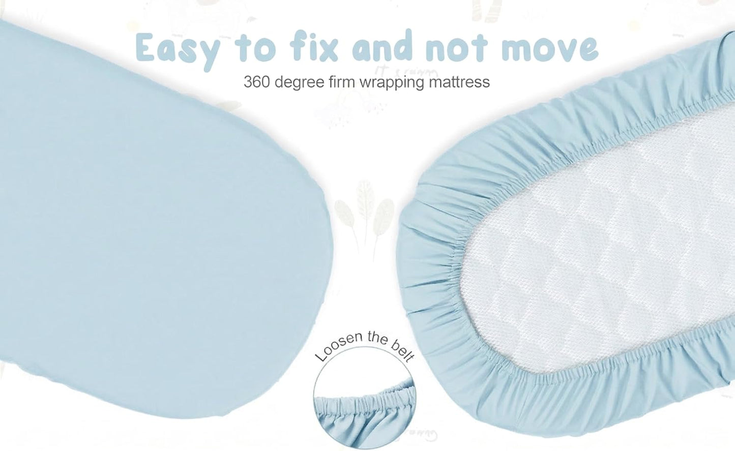 4 Pack Bassinet Sheets (19" x 33"), Compatible with Baby Delight, BabyBond, Dream On Me and Most Rectangle Bedside Sleeper Bassinet Mattress, Soft and Skin-Friendly, Mint Green and Color Rainbow