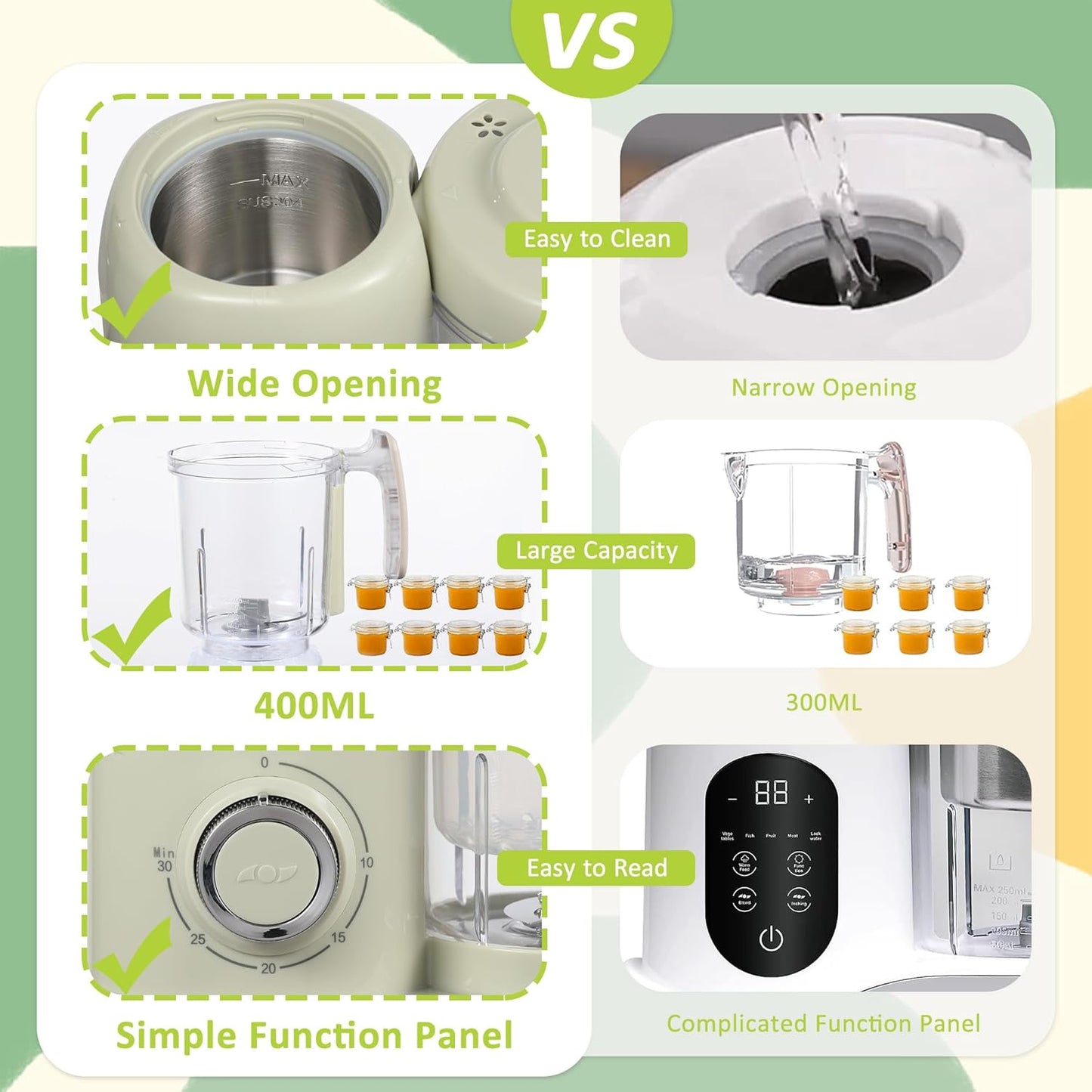 AMZBABYCHEF Baby Food Maker, 4 in 1 Baby Food Processor and Steamer, Puree Blender, Multifunctional Baby Puree Maker, Dishwasher Safe (White)