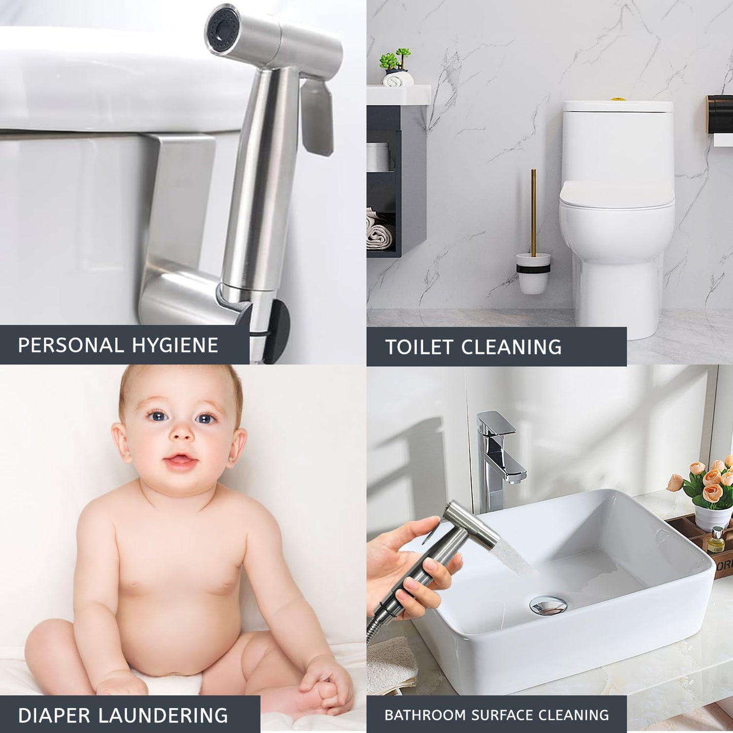 Bidet Sprayer – Handheld Jet Spray for Attachment Toilet, Adjustable Water Pressure Toilet Muslim Shower Easy to Install - Stainless Steel, with Bidet Hose for Feminine Wash